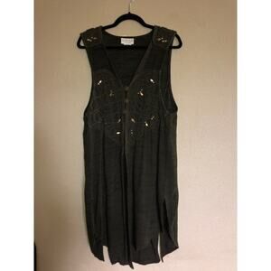 Marshall Rousso Hippie Hobo Festival Baddie Western Costal Cowgirl Long Vest Top